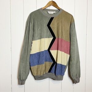 Vintage St. Croix Knits Green Suede feeling crew neck.